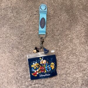 Disney Frozen Blue Lanyard piece, Mickey & Friends “2016” Pouch, 2 Charms